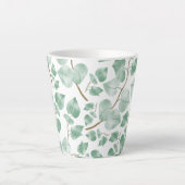 Minimale Wasserfarben-Muster mit Salbeigrünen Blät Milchtasse (Vorderseite)