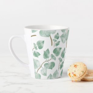Minimale Wasserfarben-Muster mit Salbeigrünen Blät Milchtasse