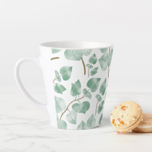 Minimale Wasserfarben-Muster mit Salbeigrünen Blät Milchtasse (Beispiel)