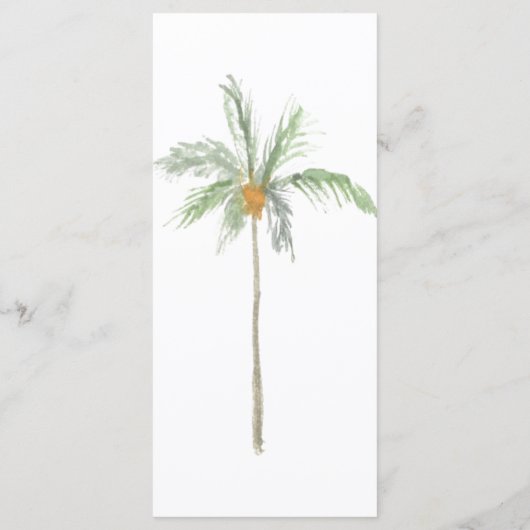 Minimale Wasserfarben-Palmbaum-Hochzeitsprogramm Programm (Rückseite)