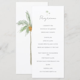 Minimale Wasserfarben-Palmbaum-Hochzeitsprogramm Programm