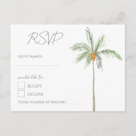 Minimale Wasserfarben-Palmbaum-RSVP-Postkarte Einladungspostkarte
