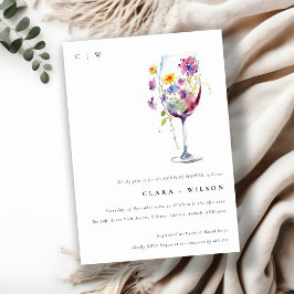 Minimale Wasserfarbenflora Weinglas Coupler Dusche Einladung