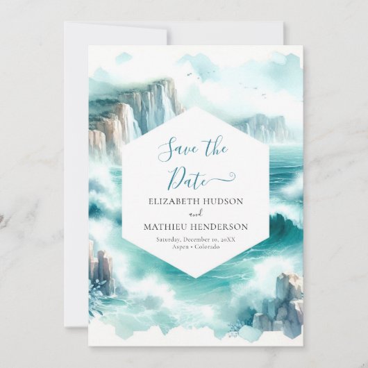 Minimale Wasserfarbenhochzeit Save The Date (Vorderseite)