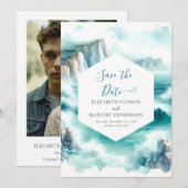 Minimale Wasserfarbenhochzeit Save The Date (Vorne/Hinten)