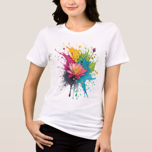Minimale Wasserfarbflecken-Kunst drucken Tri-Blend Shirt