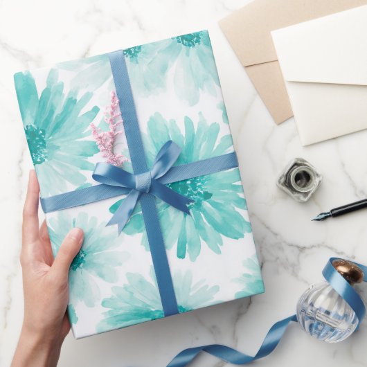 Minimale Wasserfarbmuster mit blauer Minze und Gän Geschenkpapier (Schenken)