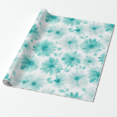 Minimale Wasserfarbmuster mit blauer Minze und Gän Geschenkpapier (Ungerollt)