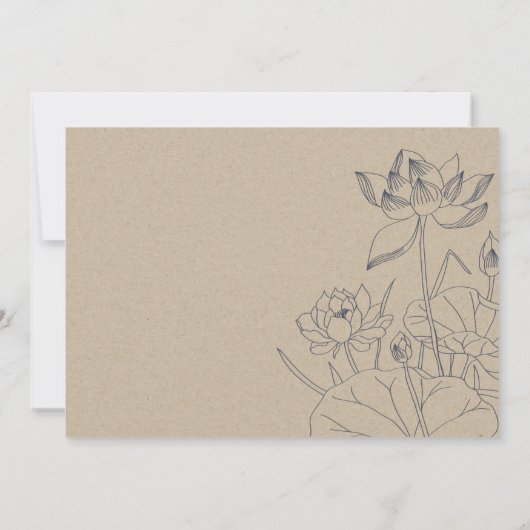 Minimale Wasserlilie Blumenkarte Save the Date Dankeskarte (Rückseite)