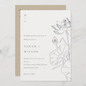 Minimale Wasserlilie Blumenkitzel Einladung (Vorne/Hinten)