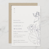 Minimale Wasserlilie Blumenkizze Verlobung laden e Dankeskarte (Vorne/Hinten)