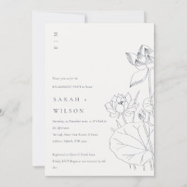 Minimale Wasserlilie Blumenkizze Verlobung laden e Dankeskarte