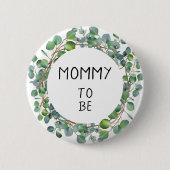 Minimale Watercolor-Eukalyptus-Schwangere Button (Vorderseite)
