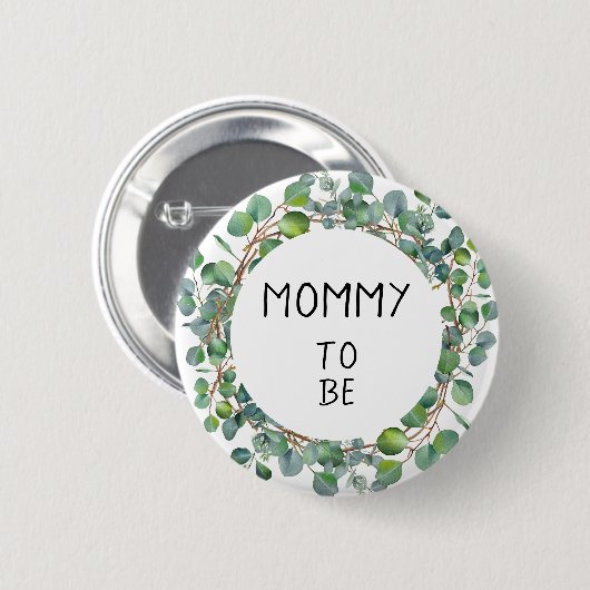 Minimale Watercolor-Eukalyptus-Schwangere Button (Vorne & Hinten)