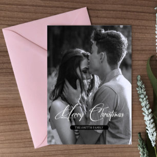 Minimale Weihnachten Einfaches Schwarz-Weiß-Foto Postkarte