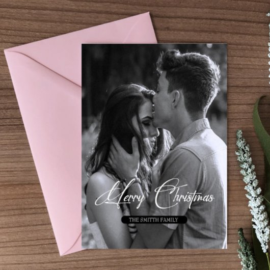 Minimale Weihnachten | Einfaches Schwarz-Weiß-Foto Postkarte