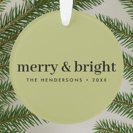 Minimale Weihnachten | Merry and Bright Olive Gree Ornament