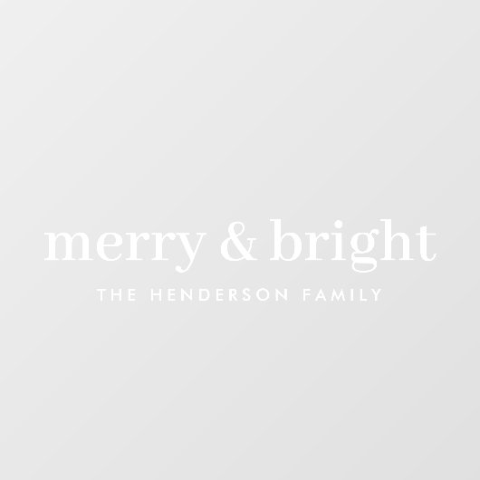 Minimale Weihnachten | Merry and Bright Simple Whi Fensteraufkleber (Blatt)