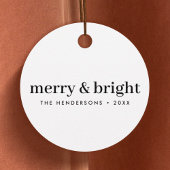 Minimale Weihnachten | Merry and Bright Simple Whi Geschenkanhänger
