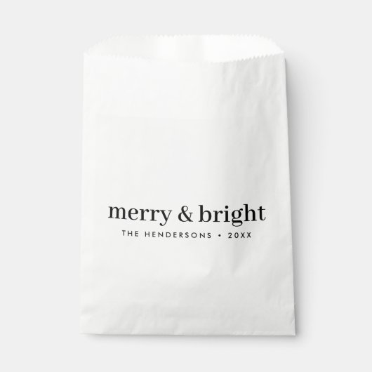 Minimale Weihnachten | Merry and Bright Simple Whi Geschenktütchen (Vorderseite)
