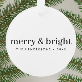 Minimale Weihnachten | Merry and Bright Simple Whi Ornament