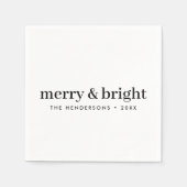 Minimale Weihnachten | Merry and Bright Simple Whi Serviette (Vorderseite)