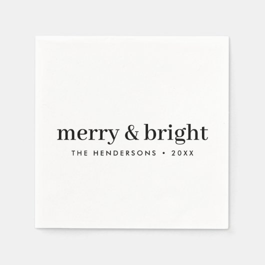 Minimale Weihnachten | Merry and Bright Simple Whi Serviette (Vorderseite)