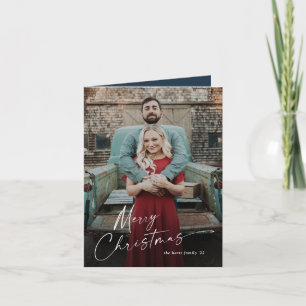 Minimale Weihnachts-Schrift 2 Foto Feiertagskarte