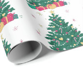 Minimale Weihnachtsbaum-Muster-Feiertagsgeschenke Geschenkpapier (Rolleneckpunkt)