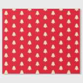 Minimale Weihnachtsbaum Rot & Hellgelb Muster Geschenkpapier (Flach)