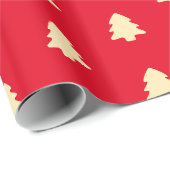 Minimale Weihnachtsbaum Rot & Hellgelb Muster Geschenkpapier (Rolleneckpunkt)