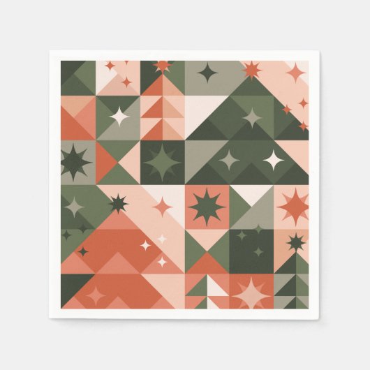 Minimale Weihnachtsbaum- und Sternengeometrie Serviette (Vorderseite)