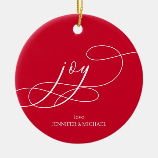 Minimale Weihnachtsfreude Keramik Ornament (Vorne)