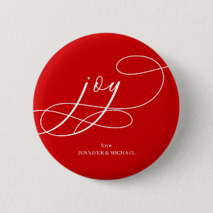 Minimale Weihnachtsfreude rot weiß Button