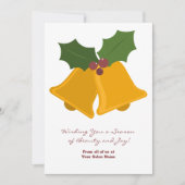 Minimale Weihnachtsglocken & Blätter Weihnachtskar (Vorderseite)