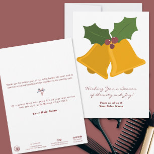 Minimale Weihnachtsglocken & Blätter Weihnachtskar