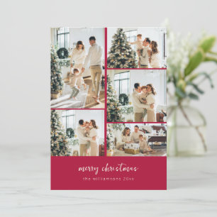 Minimale Weihnachtsgruß-Schrift-Fotocollage Rot Feiertagskarte