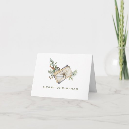 Minimale Weihnachtskarte Watercolor Weihnachtskart Karte (Vorderseite)