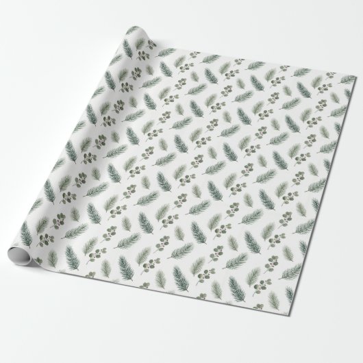 Minimale Weihnachtskiefern-Muster, Skandi-Stil Geschenkpapier (Ungerollt)
