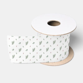 Minimale Weihnachtsmuster, Kiefer, Beeren Satinband