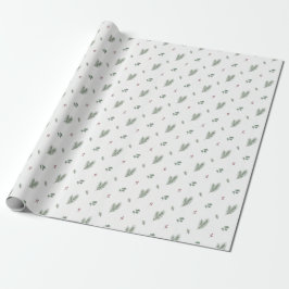 Minimale Weihnachtspattern, Kiefer, Beeren Geschenkpapier