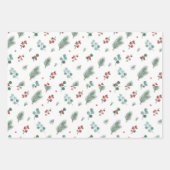 Minimale Weihnachtspattern, Kiefer & Beeren  Geschenkpapier Set (Vorderseite 3)
