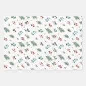 Minimale Weihnachtspattern, Kiefer & Beeren  Geschenkpapier Set (Vorderseite 2)