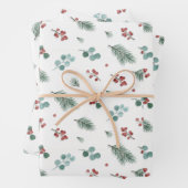 Minimale Weihnachtspattern, Kiefer & Beeren  Geschenkpapier Set (Beispiel)