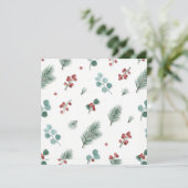 Minimale Weihnachtspattern, Kiefer & Beeren  Karte (Stehend Vorderseite)