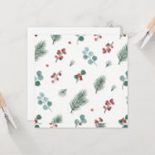 Minimale Weihnachtspattern, Kiefer & Beeren  Karte (Vorderseite/Rückseite Beispiel)