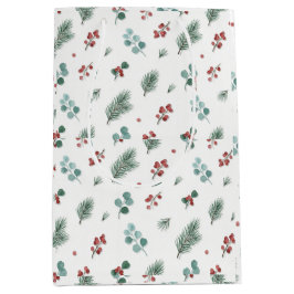 Minimale Weihnachtspattern, Kiefer & Beeren  Mittlere Geschenktüte