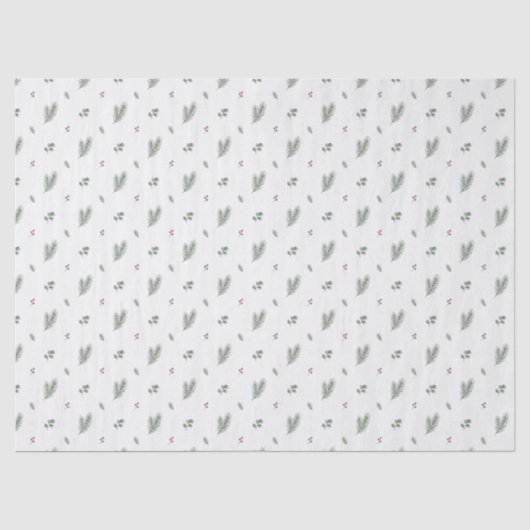 Minimale Weihnachtspattern, Kiefer, Beeren Seidenpapier (Vorderseite)