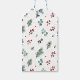 Minimale Weihnachtspattern, Kiefern & Beeren  Geschenkanhänger