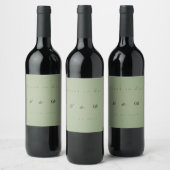 Minimale Weinlabel in Salbeigrün für Hochzeiten  Weinetikett (Flaschen)